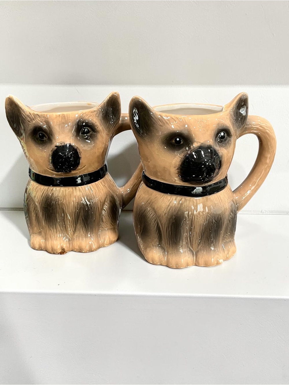Certified International 3D German Shepherd Dog Mug Set of 2 Ceramic Coffee Cup